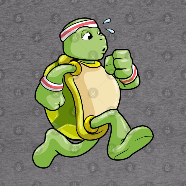 Turtle as jogger with a sweatband by Markus Schnabel